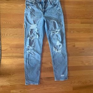 Distressed mom jeans